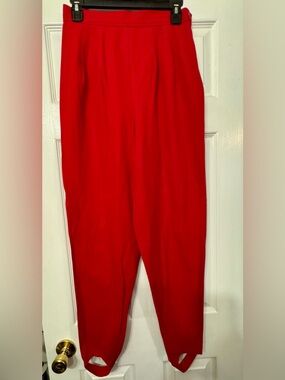 Vintage Red High-Waist Women's Stirrup Pants